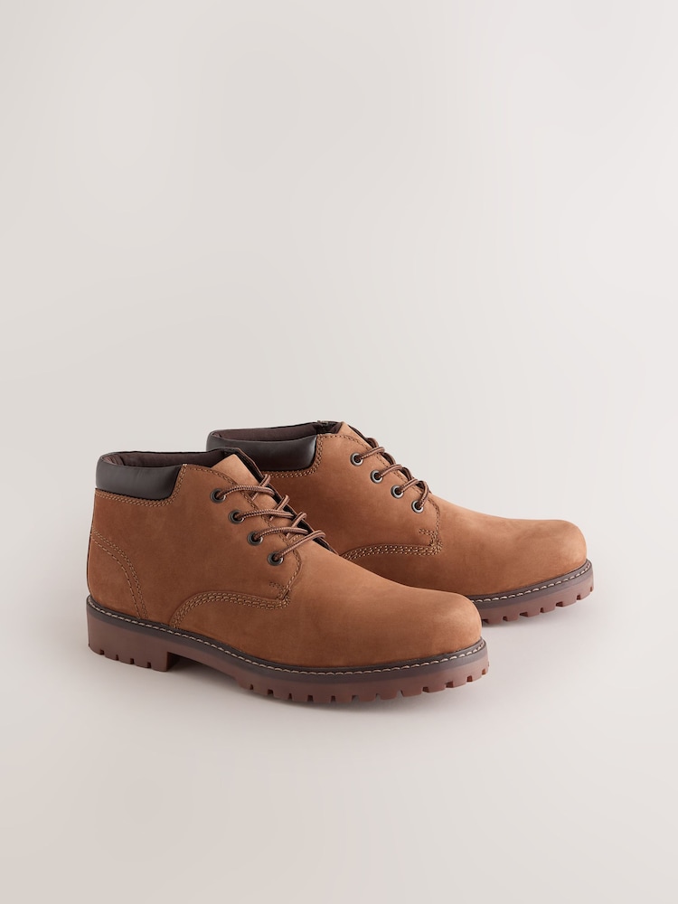 Tan Brown Rugged Leather Ankle Boots - Image 1 of 5