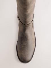 Chocolate Brown Standard fit Forever Comfort® Casual Buckle Knee High Boots - Image 3 of 5