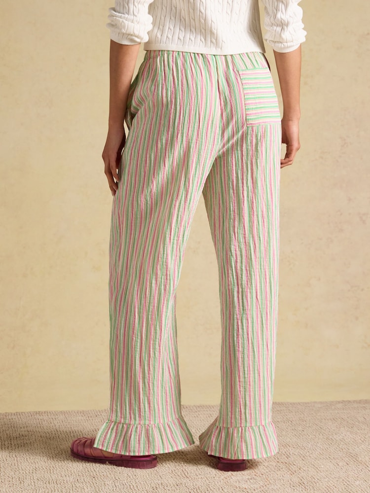 Joules Multi Striped Wide Leg Frill Hem Trouser - Image 2 of 8 Joules Multi Striped Wide Leg Frill Hem Trouser - Image 2 of 8
