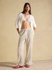 Joules Multi Striped Wide Leg Frill Hem Trouser - Image 3 of 8