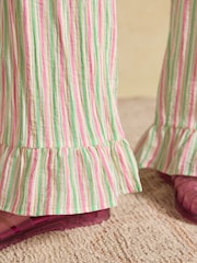 Joules Multi Striped Wide Leg Frill Hem Trouser - Image 4 of 8