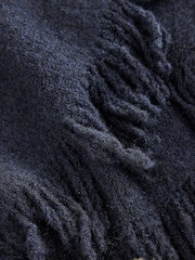 Lipsy Navy Soft Touch Belted Fringe Cape Poncho - Image 6 of 7