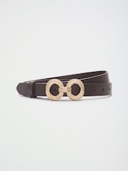 Lipsy Chocolate Brown Snaffle Buckle Leather Belt - Image 3 of 5
