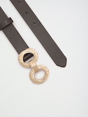 Lipsy Chocolate Brown Snaffle Buckle Leather Belt - Image 4 of 5