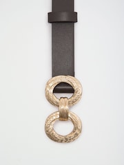 Lipsy Chocolate Brown Snaffle Buckle Leather Belt - Image 5 of 5