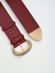 Lipsy Red Weave Wide Suedette Waist Belt - Image 5 of 6