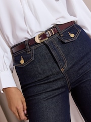 Gold Weave/Burgundy and Black - Lipsy Skinny Belts 3 Pack - Imagen 2 de 9