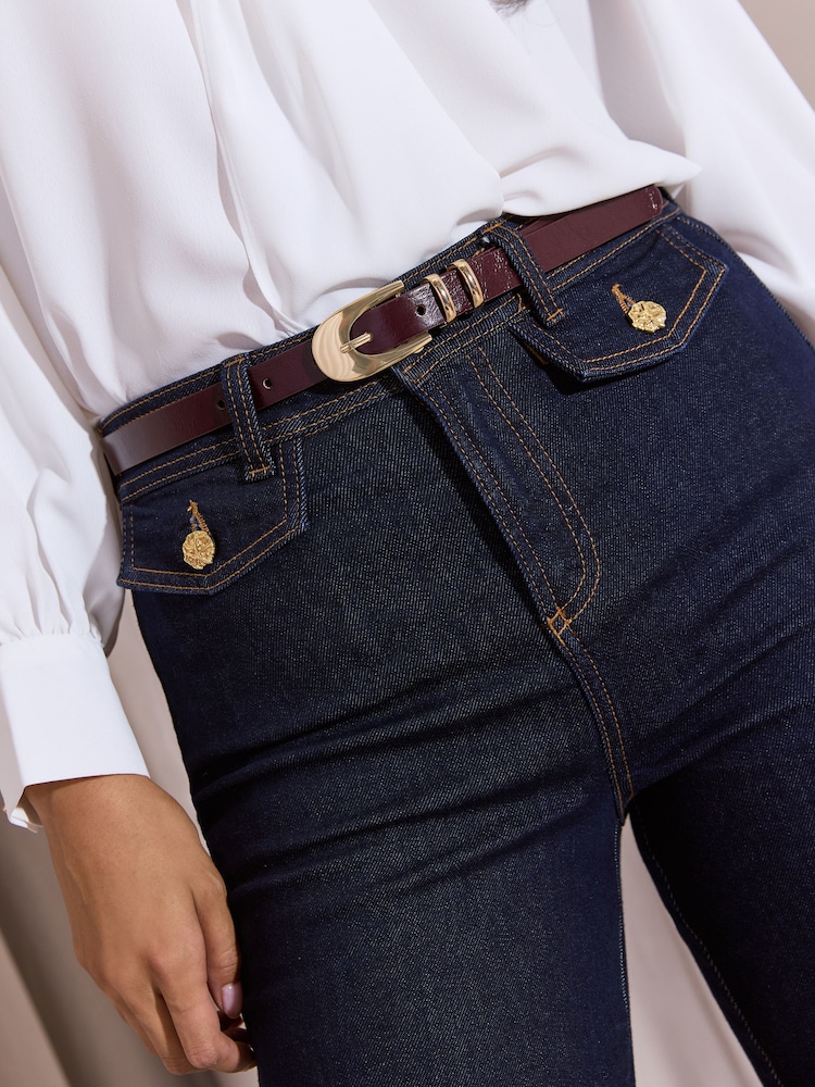 Gold Weave/Burgundy and Black - Lipsy Skinny Belts 3 Pack - Imagen 2 de 9