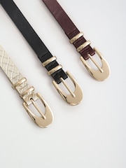 Gold Weave/Burgundy and Black - Lipsy Skinny Belts 3 Pack - Imagen 8 de 9