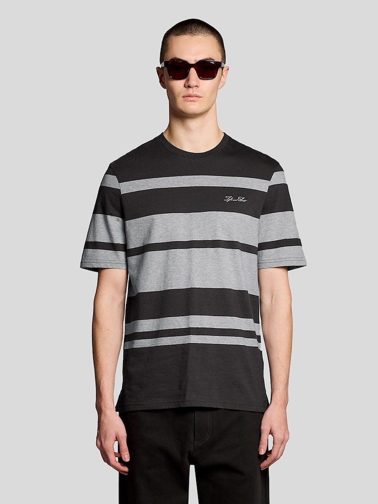 Lyle & Scott Grey Relaxed Stripe T-Shirt - Image 1 of 6