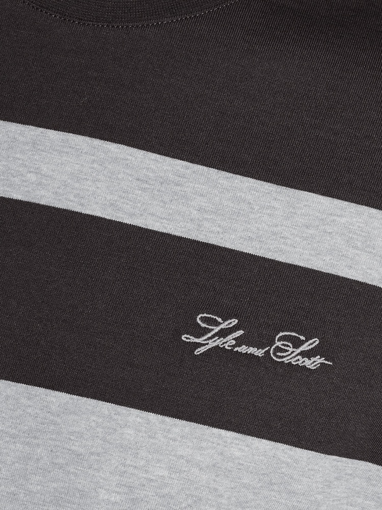 Lyle & Scott Grey Relaxed Stripe T-Shirt - Image 6 of 6