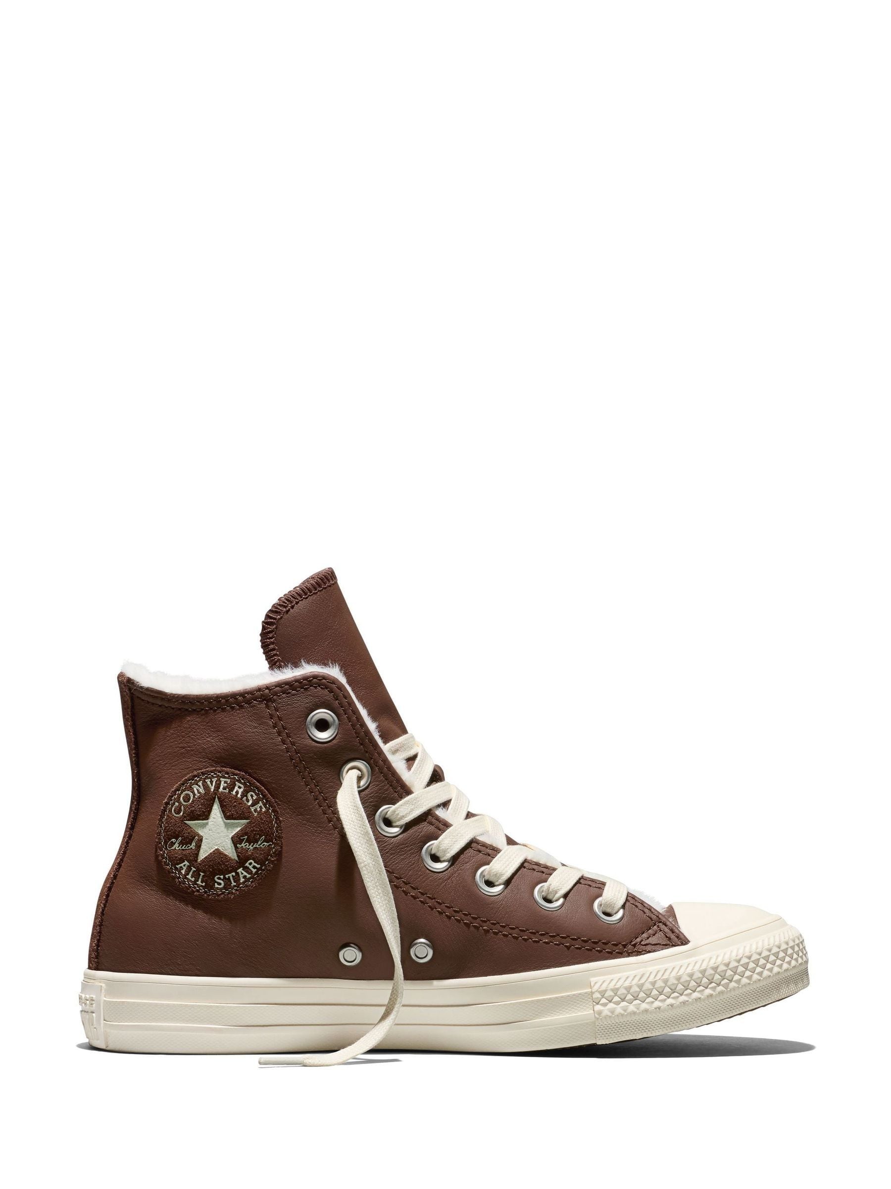 Buy Converse Dark Brown Chuck Taylor Cosy Leather High Trainers