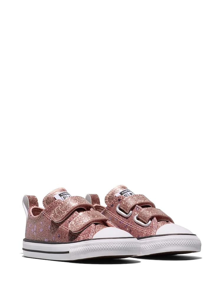 Converse Pink Chuck Taylor Glitter Sequins Low Trainers - Image 2 of 6