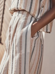 Peach Pink Stripe Pleat Front Bermuda Shorts - Image 5 of 5