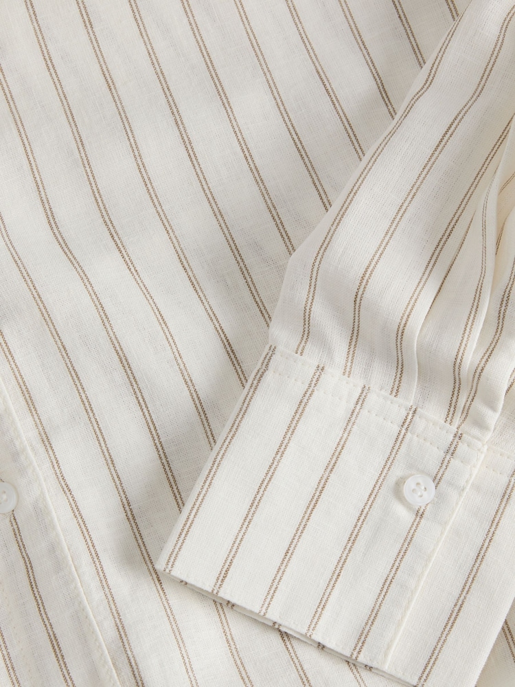 JJXX White Linen Shirt with Pinstripe - Image 7 of 7 JJXX White Linen Shirt with Pinstripe - Image 7 of 7