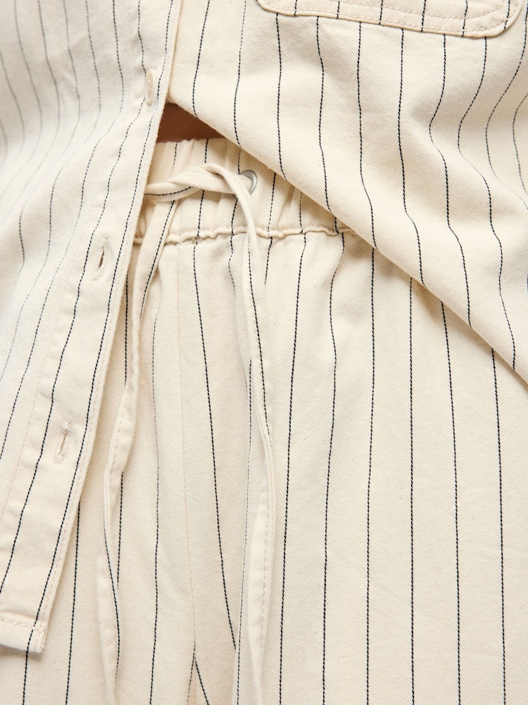 OBJECT Cream Pin Stripe Drawstring Trousers - Image 5 of 5 OBJECT Cream Pin Stripe Drawstring Trousers - Image 5 of 5