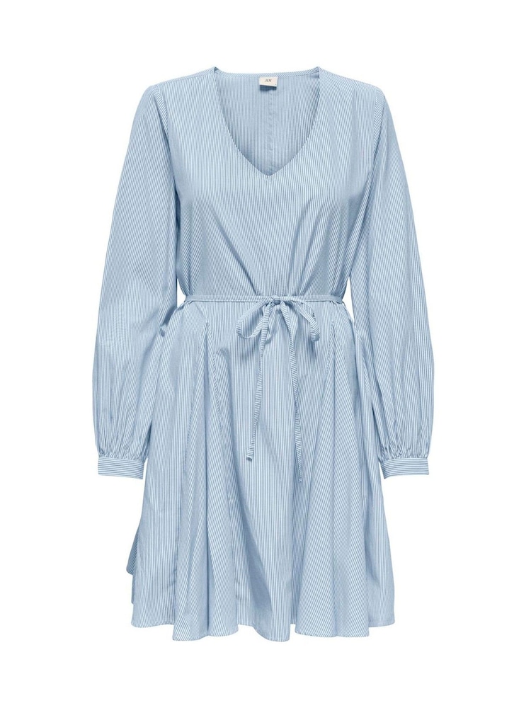 JDY Blue Stripe Cotton Dress With Tie Detail - Image 1 of 2