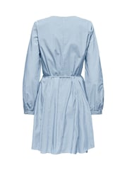 JDY Blue Stripe Cotton Dress With Tie Detail - Image 2 of 2