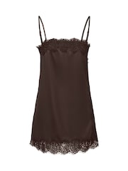 JDY Brown Satin And  Lace Long Vest - Image 3 of 4