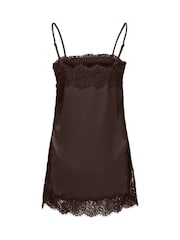 JDY Brown Satin And  Lace Long Vest - Image 4 of 4