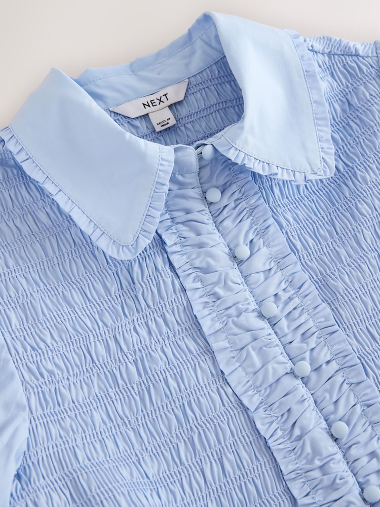 Azul - Smocked Collared Short Sleeve Top - Imagen 2 de 3 Azul - Smocked Collared Short Sleeve Top - Imagen 2 de 3