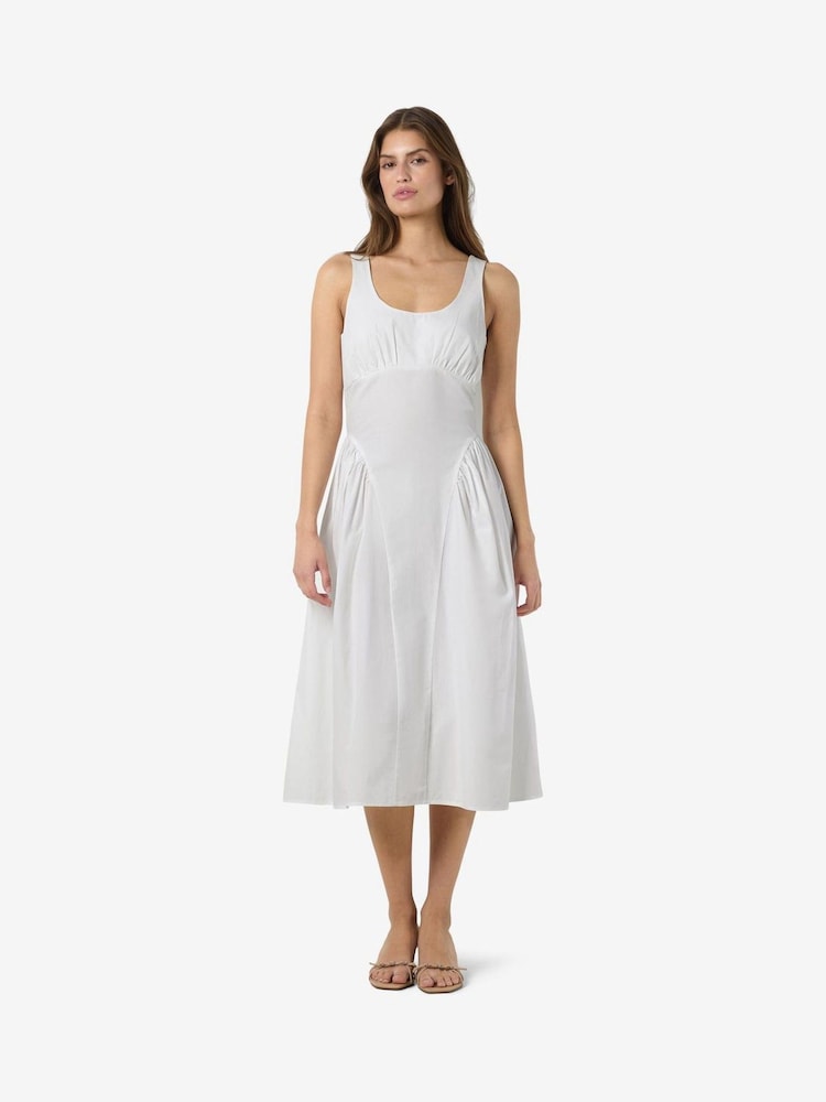 NOISY MAY White Strap Midi Poplin Dress - Image 1 of 4