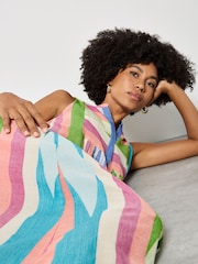 Apricot Pink Cotton Colourful Stripe Midi Dress - Image 3 of 4