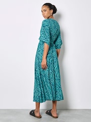 Apricot Blue Zebra Print Kimono Midi Dress - Image 4 of 4