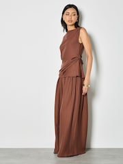 Apricot Brown Side Knot Woven Top - Image 1 of 4