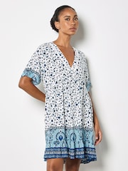 Apricot Blue Sarasa Floral Smock Mini Dress - Image 1 of 4