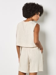 Apricot Natural Linen Blend Crop Top - Image 4 of 4