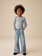 Grey Marl Fitted Long Sleeve Rib Top (3-16yrs) - Image 2 of 7
