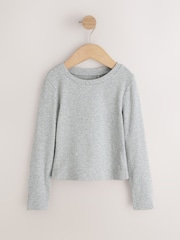 Grey Marl Fitted Long Sleeve Rib Top (3-16yrs) - Image 4 of 7