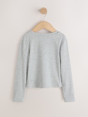 Grey Marl Fitted Long Sleeve Rib Top (3-16yrs) - Image 5 of 7