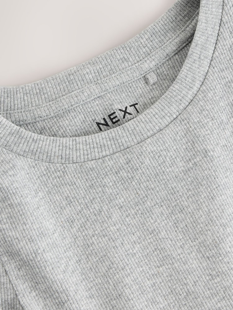 Grey Marl Fitted Long Sleeve Rib Top (3-16yrs) - Image 7 of 7 Grey Marl Fitted Long Sleeve Rib Top (3-16yrs) - Image 7 of 7
