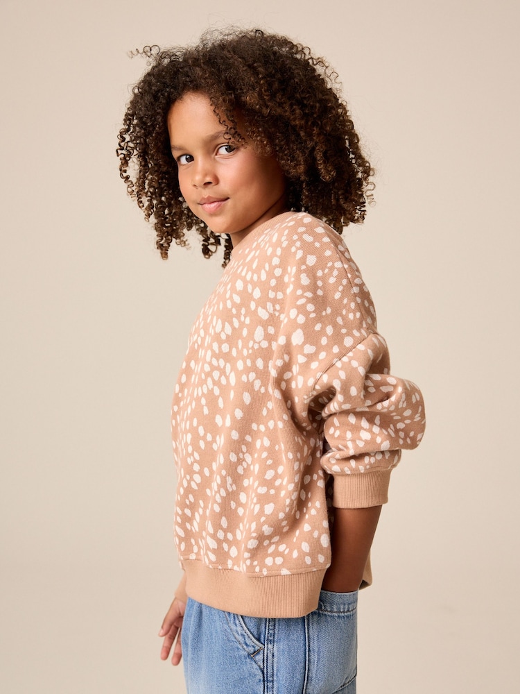 Brown Deer Oversized Cosy Rib Sweatshirt (3-16yrs) - Image 2 of 4 Brown Deer Oversized Cosy Rib Sweatshirt (3-16yrs) - Image 2 of 4