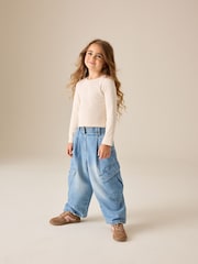 Oatmeal Fitted Long Sleeve Rib Top (3-16yrs) - Image 2 of 7