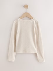 Oatmeal Fitted Long Sleeve Rib Top (3-16yrs) - Image 5 of 7