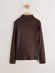 Chocolate Brown Long Sleeve Roll Neck Rib Top (3-16yrs) - Image 6 of 8
