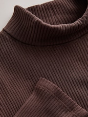 Chocolate Brown Long Sleeve Roll Neck Rib Top (3-16yrs) - Image 7 of 8