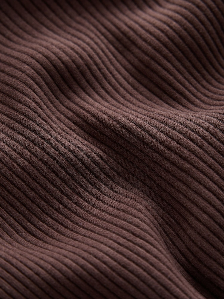 Chocolate Brown Long Sleeve Roll Neck Rib Top (3-16yrs) - Image 8 of 8