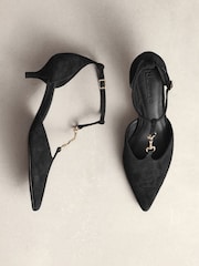შავი - N. Premium Suede Leather T Bar Heels - სურათი 6 9-დან