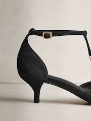 შავი - N. Premium Suede Leather T Bar Heels - სურათი 7 9-დან