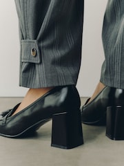 Սև - Forever Comfort® Leather Loafer Block Heels - Պատկեր 4 10-ից