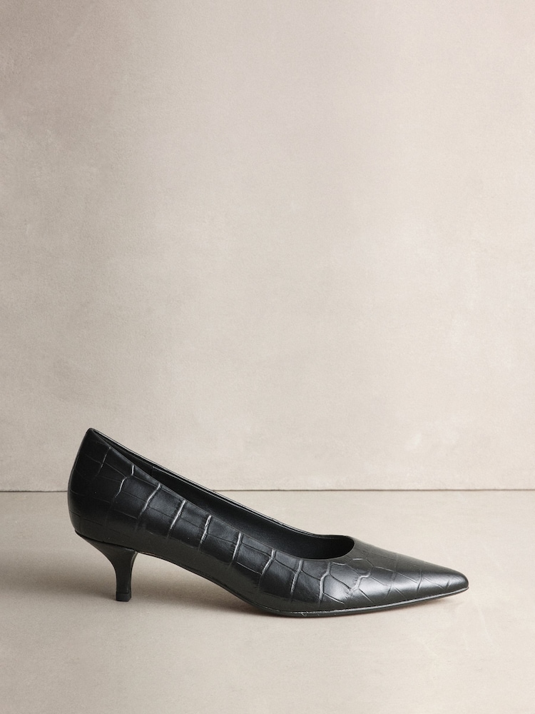 Սև կոկորդիլոսի էֆեկտ - N. Premium Leather Kitten Heels - Պատկեր 1 7-ից Սև կոկորդիլոսի էֆեկտ - N. Premium Leather Kitten Heels - Պատկեր 1 7-ից