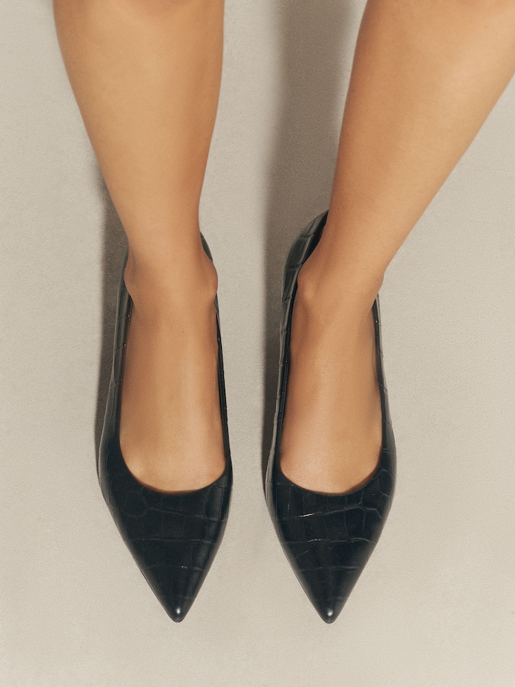 Սև կոկորդիլոսի էֆեկտ - N. Premium Leather Kitten Heels - Պատկեր 2 7-ից Սև կոկորդիլոսի էֆեկտ - N. Premium Leather Kitten Heels - Պատկեր 2 7-ից