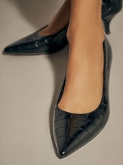 Սև կոկորդիլոսի էֆեկտ - N. Premium Leather Kitten Heels - Պատկեր 4 7-ից