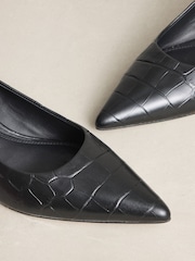 Սև կոկորդիլոսի էֆեկտ - N. Premium Leather Kitten Heels - Պատկեր 6 7-ից