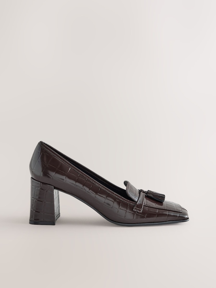Շոկոլադե շագանակագույն - Forever Comfort® Leather Loafer Block Heels - Պատկեր 1 9-ից