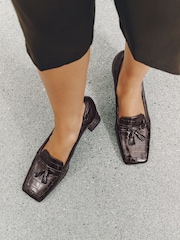 Շոկոլադե շագանակագույն - Forever Comfort® Leather Loafer Block Heels - Պատկեր 4 9-ից
